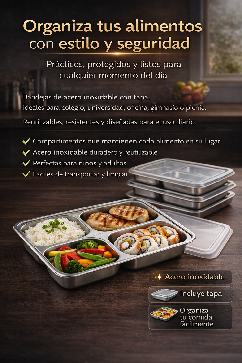 BANDEJA DE ALIMENTOS DE 4DIVISIONES