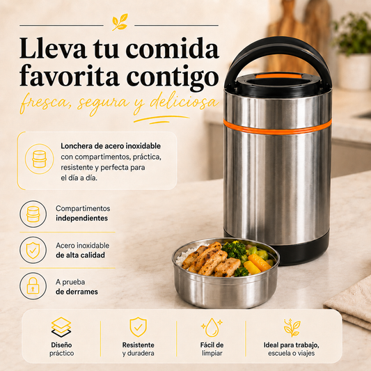 LONCHERA DE ACERO CON AGARRE